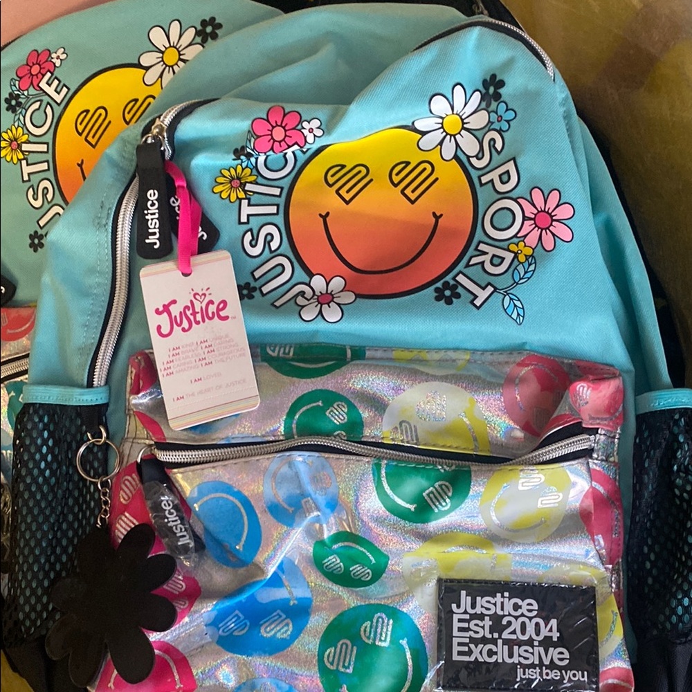 Justice Blue Floral Smiley Bag Collection